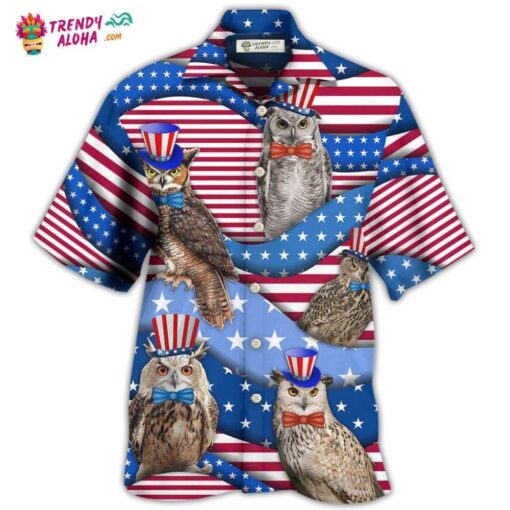 Owl Usa Flag Independence Day Hot Hawaiian Shirt