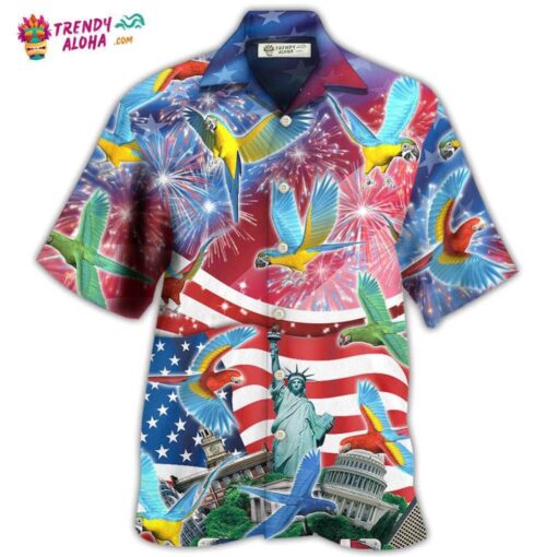 Parrot America Flag Independence Day Hot Hawaiian Shirt