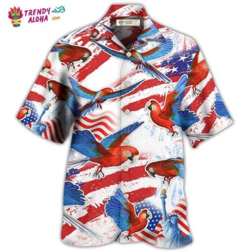 Parrot Us Flag Independence Day Hot Hawaiian Shirt
