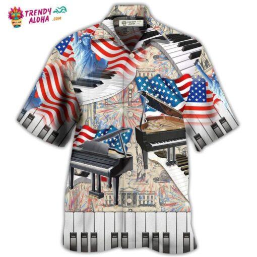 Piano Music Independence Day Hot Hawaiian Shirt