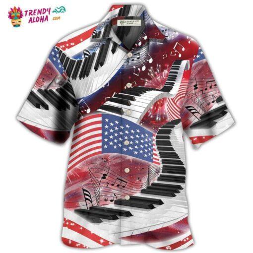 Piano Music Lover Usa Flag Independence Day Hot Hawaiian Shirt