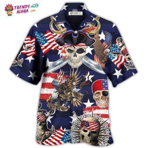 Pirate Skeleton America Independence Day Hot Hawaiian Shirt