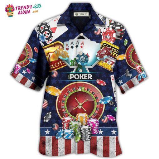 Poker Us Flag Independence Day Hot Hawaiian Shirt