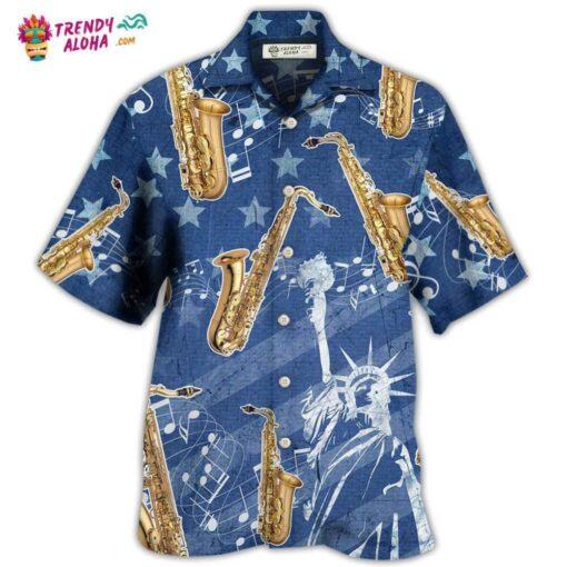 Saxophone Music America Independence Day Hot Hawaiian Shirt