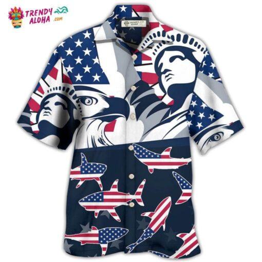 Shark America Independence Day Hot Hawaiian Shirt