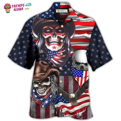 Skull Independence Day Cowboy Skull Us Hot Hawaiian Shirt