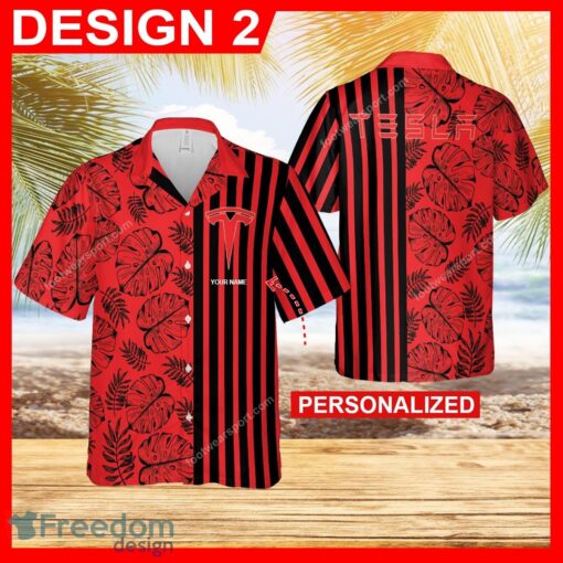 Tesla Car Racing Unisex All Over Print Hawaiian Shirt Gift For Fans Custom Name v2