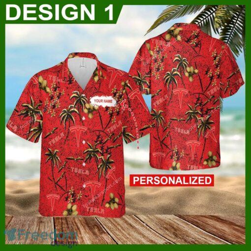 Tesla Car Racing Unisex All Over Print Hawaiian Shirt Gift For Fans Custom Name