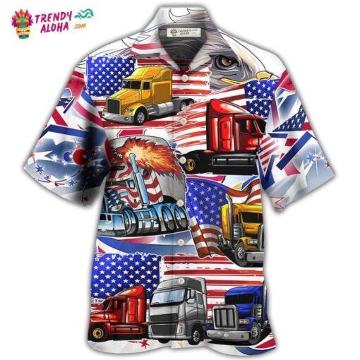 Truck Usa Flag Independence Day Hot Hawaiian Shirt
