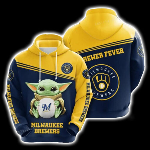 Baby Yoda Milwaukee Brewers 3D Hoodie All Over Print