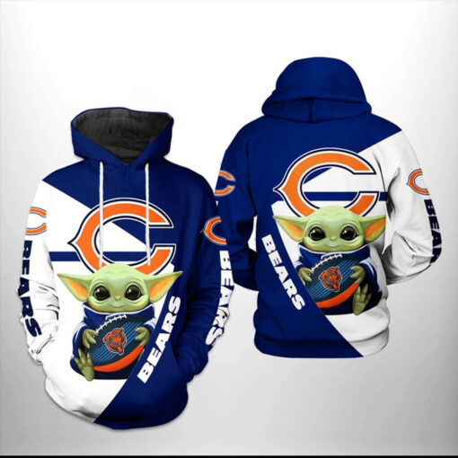 Chicago Bears NFL Baby Yoda Team 3D Hoodie All Over Print