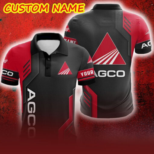 Custom Name AGCO Allis Logo Car Truck And Motorcycle Polka Dot Leather 3D Polo Car Shirt