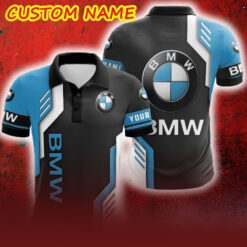 Custom Name BMW Logo Car Truck And Motorcycle Polka Dot Leather Golf Polo Shirt AOP