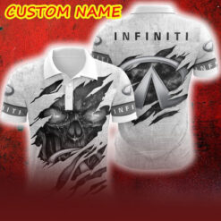 Custom Name Infiniti Logo Car Truck And Motorcycle Polka Dot Leather Golf Polo Shirt AOP