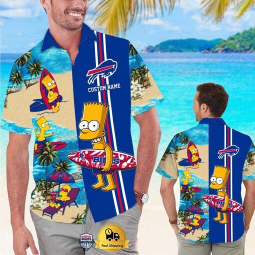 Custom Name NFL Buffalo Bills Special Bart Simpson Tropical Hawaiian Shirt