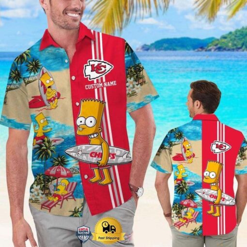 Custom Name NFL Kansas City Chiefs Special Bart Simpson Tropical Hawaiian Shirt