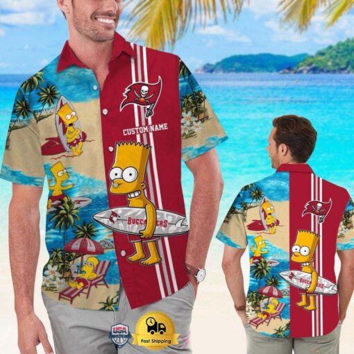 Custom Name NFL Tampa Bay Buccaneers Special Bart Simpson Tropical Hawaiian Shirt