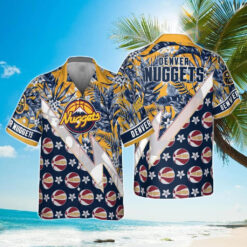 Denver Nuggets Tropical And Basketball Pattern Print Hawaiian Shirt