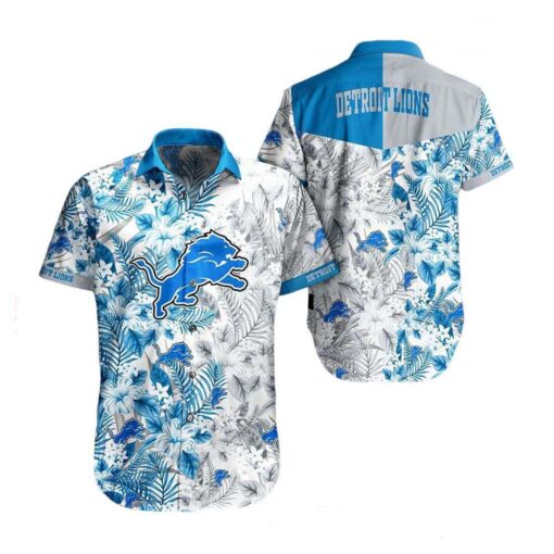 Detroit Lions NFL Beach Shirt Graphic Floral Pattern Print This Summer Hawaiian Shirt