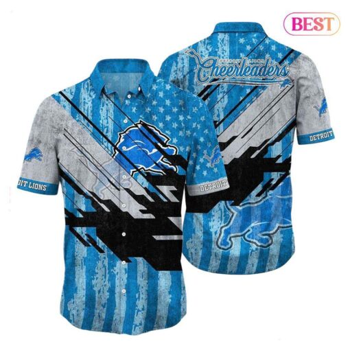 Detroit Lions NFL Football Hawaiian Shirt Short American Flag Print This Summer Gift For Fans