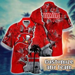 Fiery Red Tampa Bay Buccaneers Tropical Hawaiian Shirt