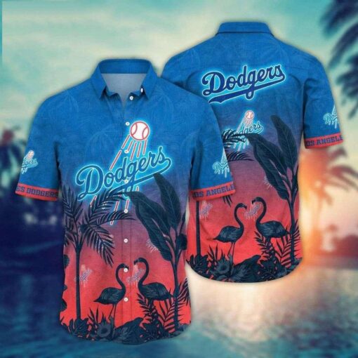 Flamingo Sunset LA Dodgers Tropical Hawaiian Shirt