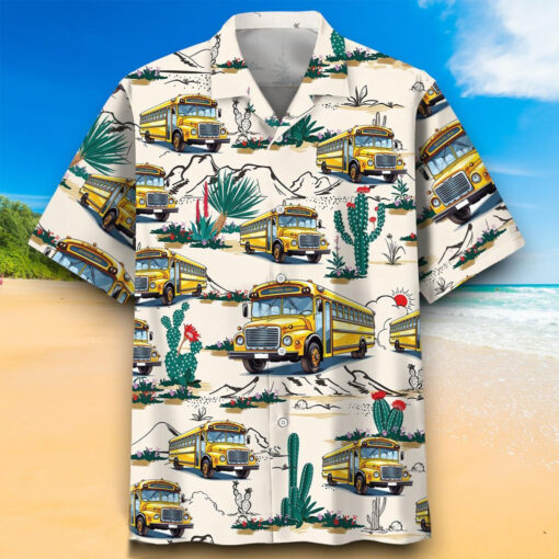 Funny School Bus Desert Hawaiian Shirt Special Gift For Men Women