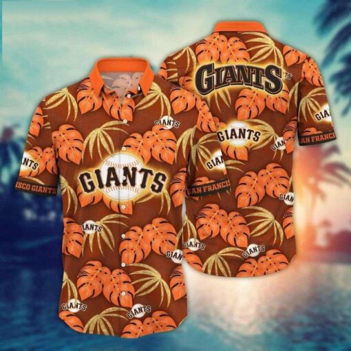 Giants Orange Monstera Leaf Baseball Hawaiian Shirt – Island Game Day