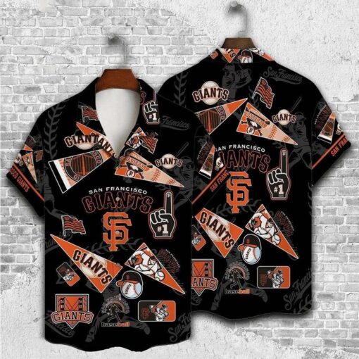 Giants Retro Pennant Hawaiian Shirt – Monochrome Fanfare