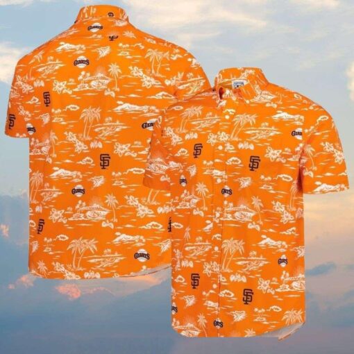 Golden State Giants Hawaiian Shirt – Vibrant Orange Beachscape