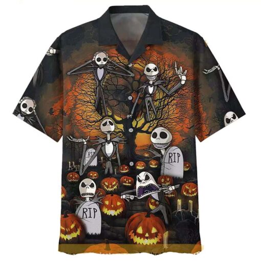 Happy Halloween Jack Skellington Print Funny Hawaiian Shirt