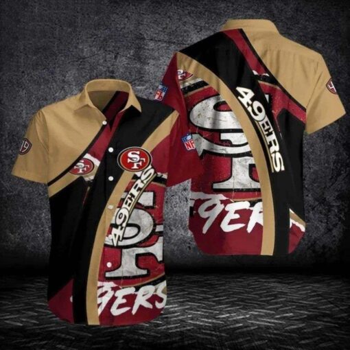 Hawaiian 49ers Shirt – 49ers Urban Edge Red Beige Streak Aloha Shirt