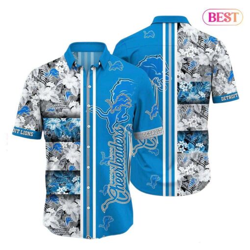 HOT TREND Detroit Lions NFL Graphic Tropical Pattern Hawaiian Shirt 3D Printed Beach Shirt Summer Gift For Fans