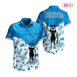 HOT TREND Detroit Lions NFL Hawaiian Shirt Black Cat Graphic 3D Printed Hawaii Shirt Short Fan Ever