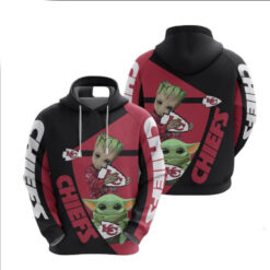 Kansas Chiefs Groot Baby Yoda 3D Hoodie All Over Print