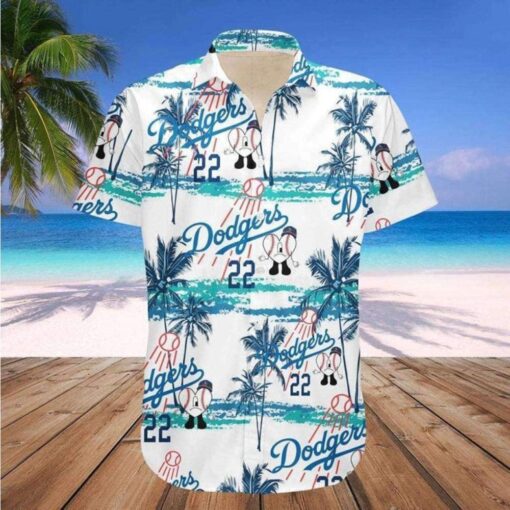 LA Dodgers Classic Stripe And Palms MLB Aloha Shirt – Pristine Beach Vibe