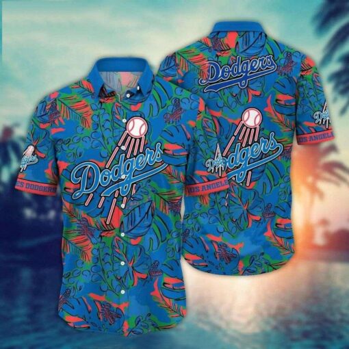 Los Angeles Dodgers Tropic Pitch MLB Hawaiian Shirt – Lively Green Foliage