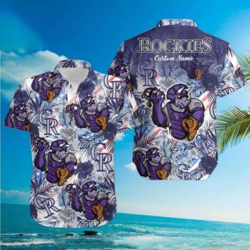 Mascot Swing Colorado Rockies Custom MLB Aloha Shirt