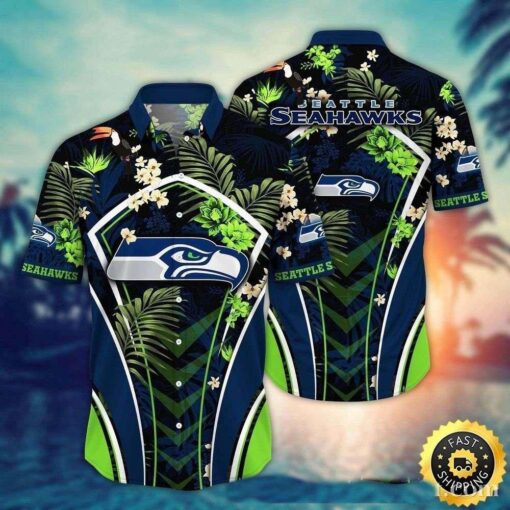 Midnight Tropics Seattle Seahawks Hawaiian Shirt – Floral Night Edition