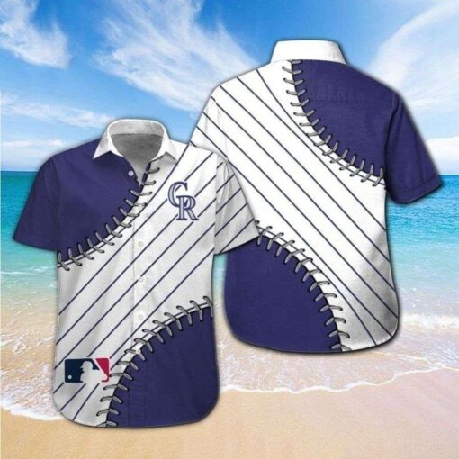 MLB Colorado Rockies Jersey Stripe Tropical Hawaiian Shirt