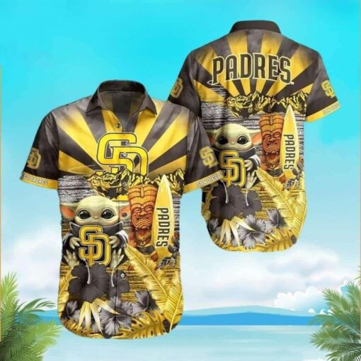 MLB San Diego Padres Hawaiian Shirt With Baby Yoda And Tiki Totem