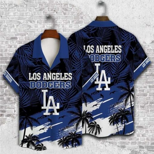 Navy Palm LA Dodgers Night Tropical Hawaiian Shirt