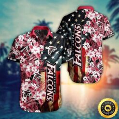 Nfl Atlanta Falcons America Flag Flower Hawaiian Shirt