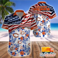 NFL Chicago Bears Hawaiian Shirt Flag Us Style Gift For Fans Football Lover