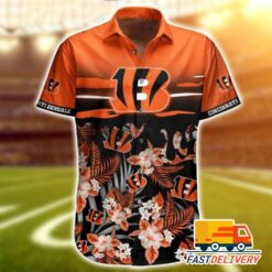 NFL Cincinnati Bengals Hawaiian Shirt Style Tropical Flower Gift For Fans Football Lover