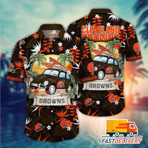 NFL Cleveland Browns Hawaiian Shirt Style Vacation Gift For Fans Football Lover