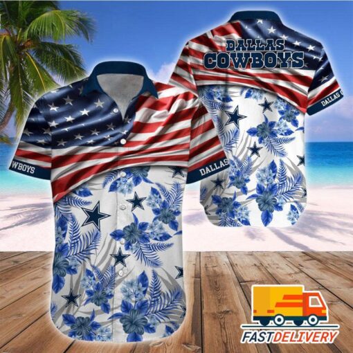 NFL Dallas Cowboys Hawaiian Shirt Flag Us Style Gift For Fans Football Lover