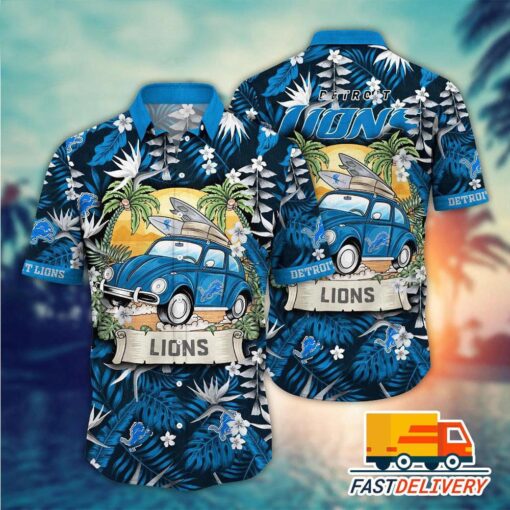 NFL Detroit Lions Hawaiian Shirt Vacation Gift For Fans Football Lover