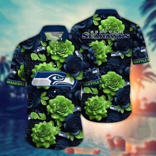 NFL Eternal Navy Rose Seattle Seahawks Tropical Hawaiian Shirt