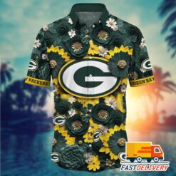 NFL Green Bay Packers Hawaiian Shirt Big Flower Gift For Fans Football Lover